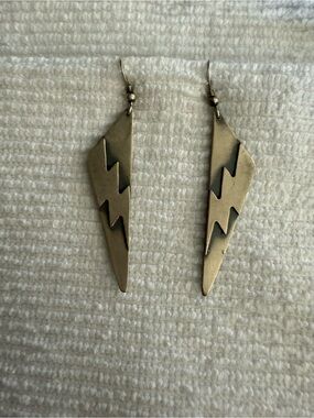 Sterling silver Oxidized finish Missy Industry Lightning Bolt Dangle Earrings